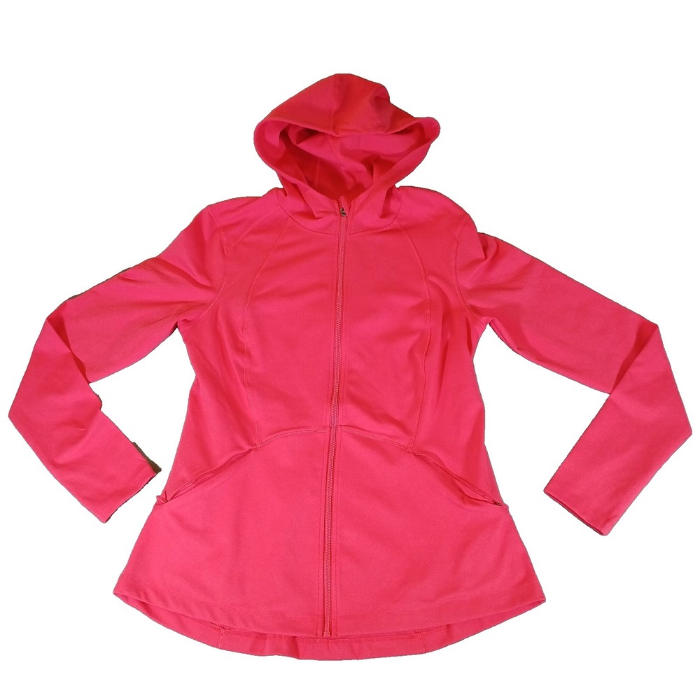 Spyder Active‎ Women's Pink Full Zip Performance Hooded Jacket Thumbhole Slits L
